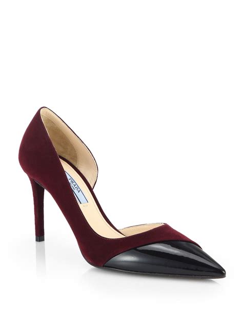 burgundy suede prada pumps|Prada pumps sale.